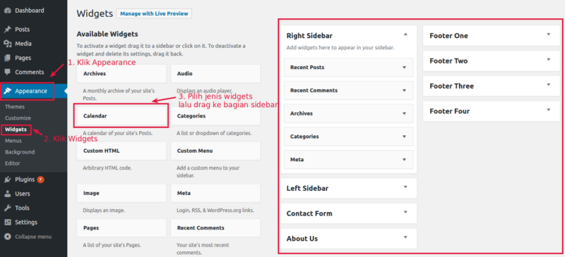 Cara Memasang Widget Di WordPress Mudah Dan Cepat