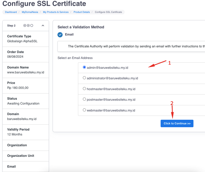 Validasi SSL GlobalSign