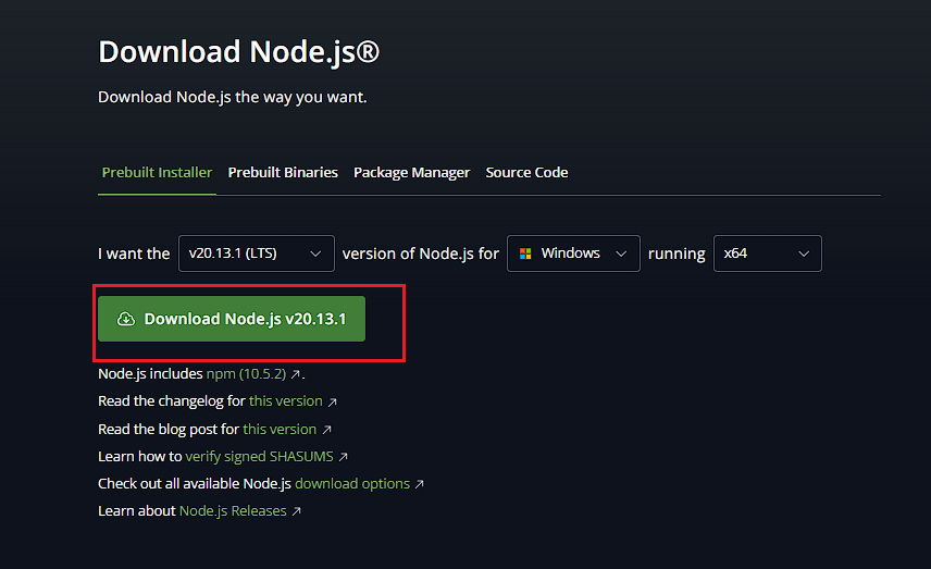 install node di windows